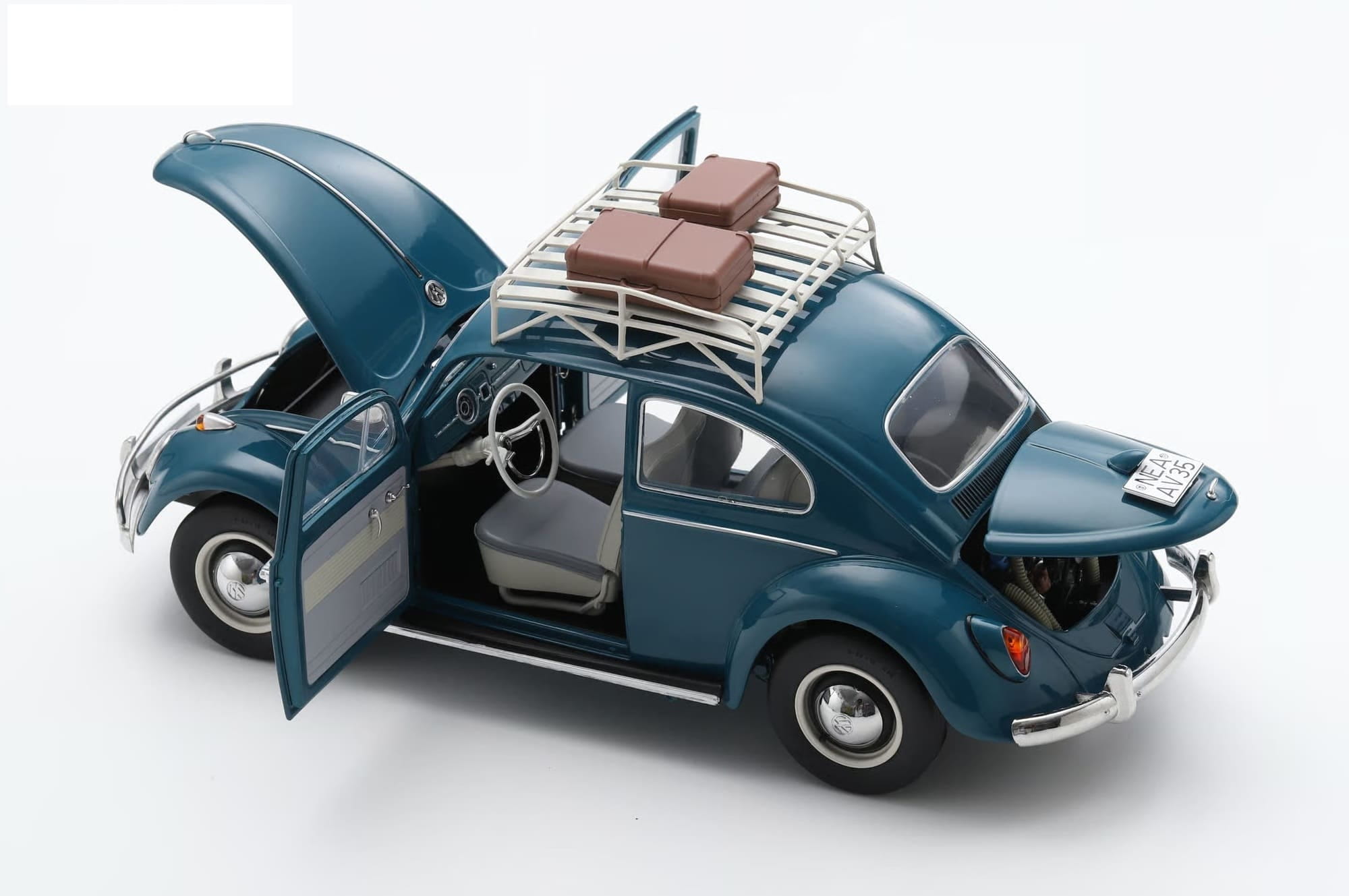 Schuco VW Kaefer 1963 mit Gepaecktraeger 1_18 Sammlermodell