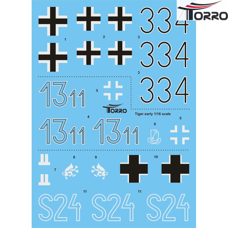 Torro Tiger I  - Original Aufkleber-Set fuer Bausatz_ Panzer etc. - RC-Zubehoer