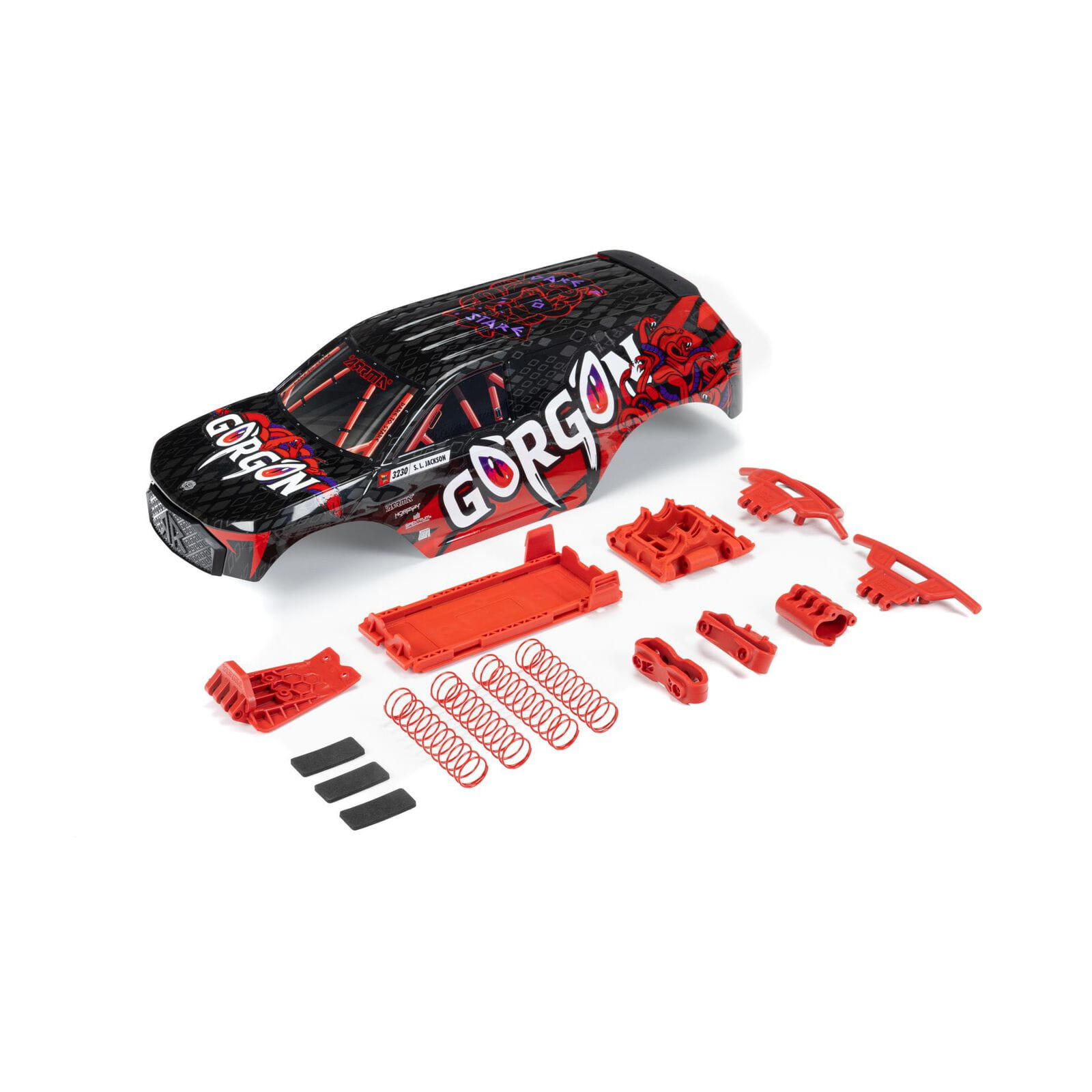 Arrma GORGON Karosserie Set Lackiert Decaled Trimmed Black / Red