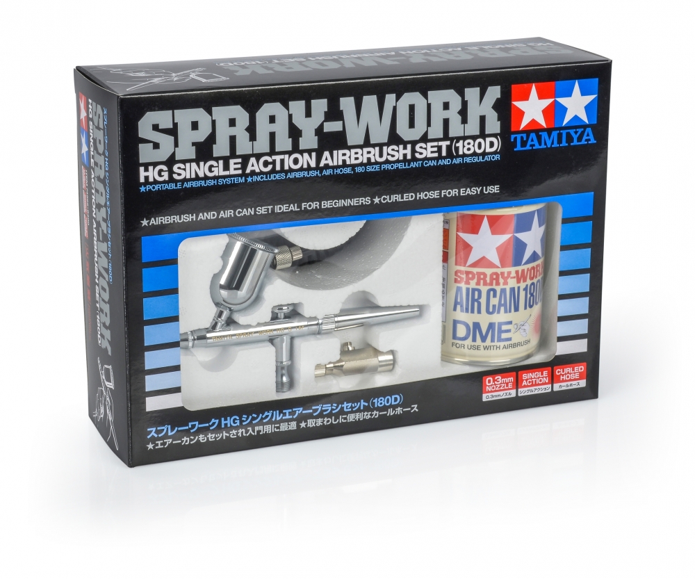 Tamiya SW Airbrush Set HG Single_180DLD fuer Modellbau mit 15ml Farbbecher und Luftschlauch