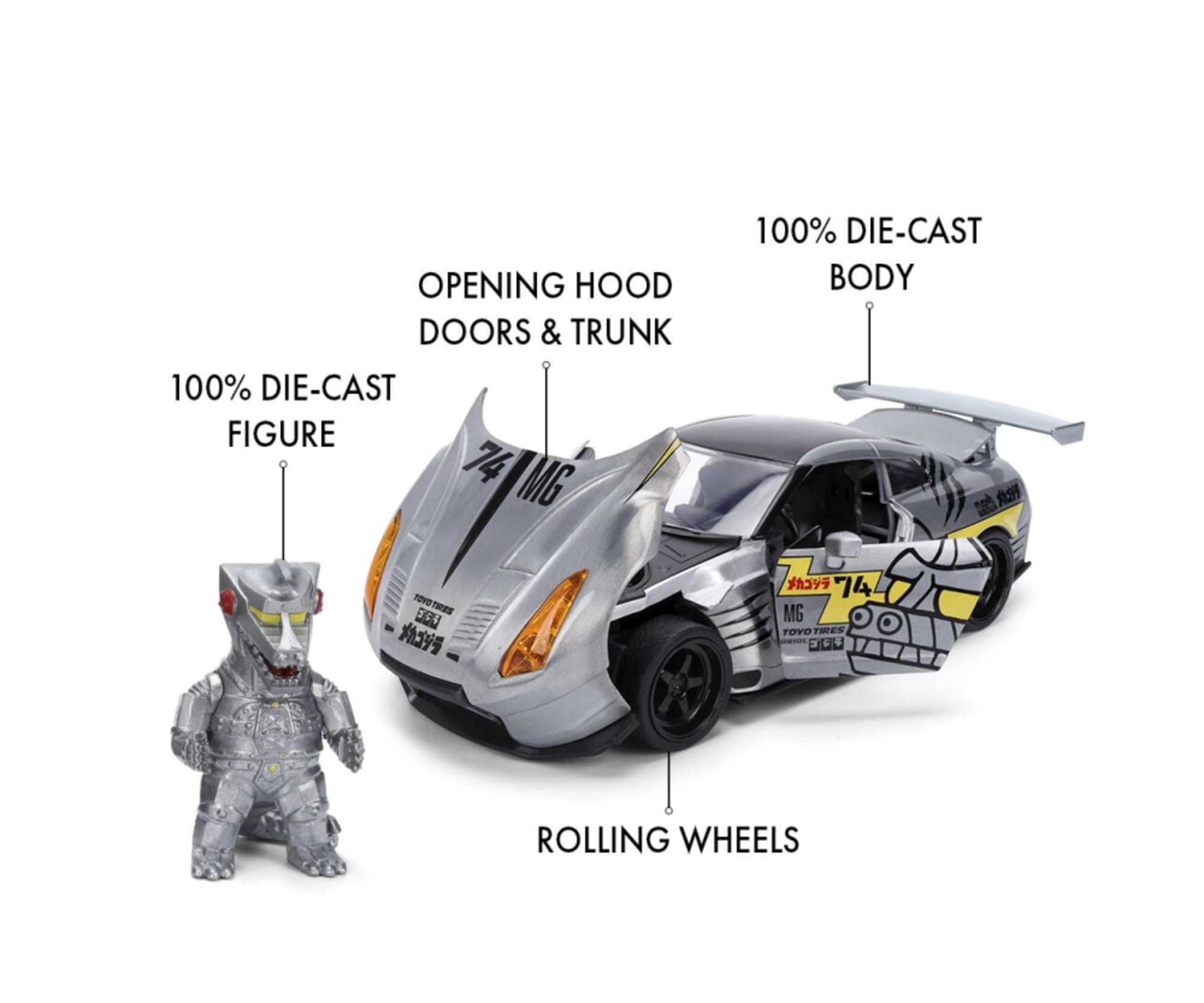Jada Toys MechaGodzilla Nissan GT-R R35 Ben Sopra 2009 1_24 mit Figur