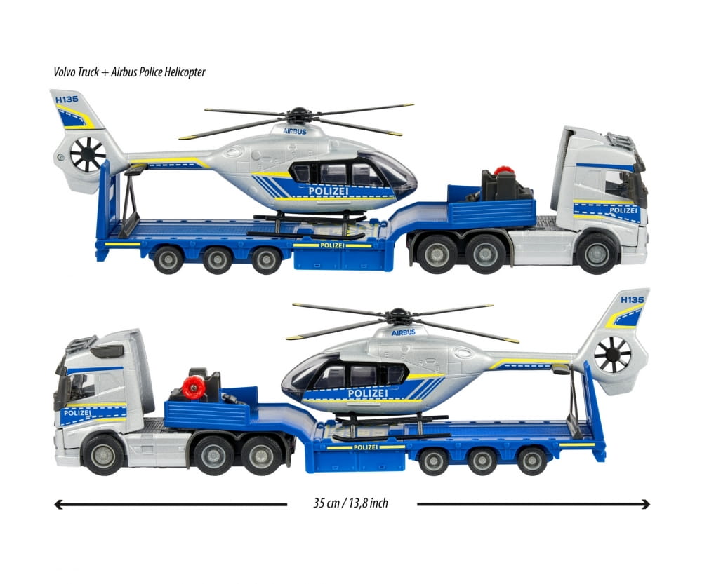 Majorette Volvo Truck +  Airbus Police Helicopter