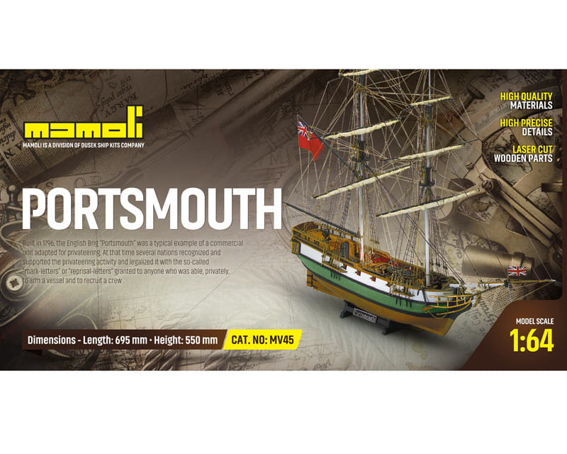 Mamoli Portsmouth Handelsschiff 1:64 Holz Bausatz