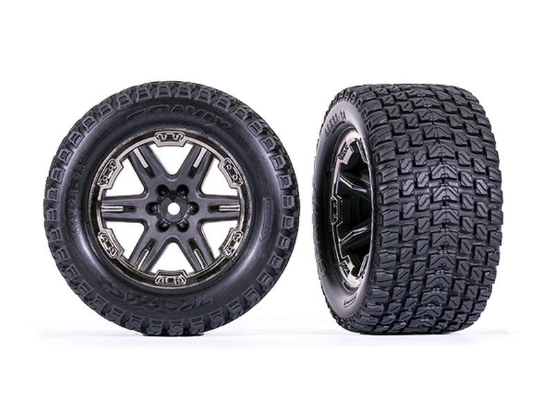 Traxxas Gravix Reifen auf RXT 2-8 Felge grau schwarz-chrom 12mm Traxxas Gravix Reifen auf RXT 2.8 Felge grau_schwarz-chrom 12mm _2_ - RC-Zubehoer