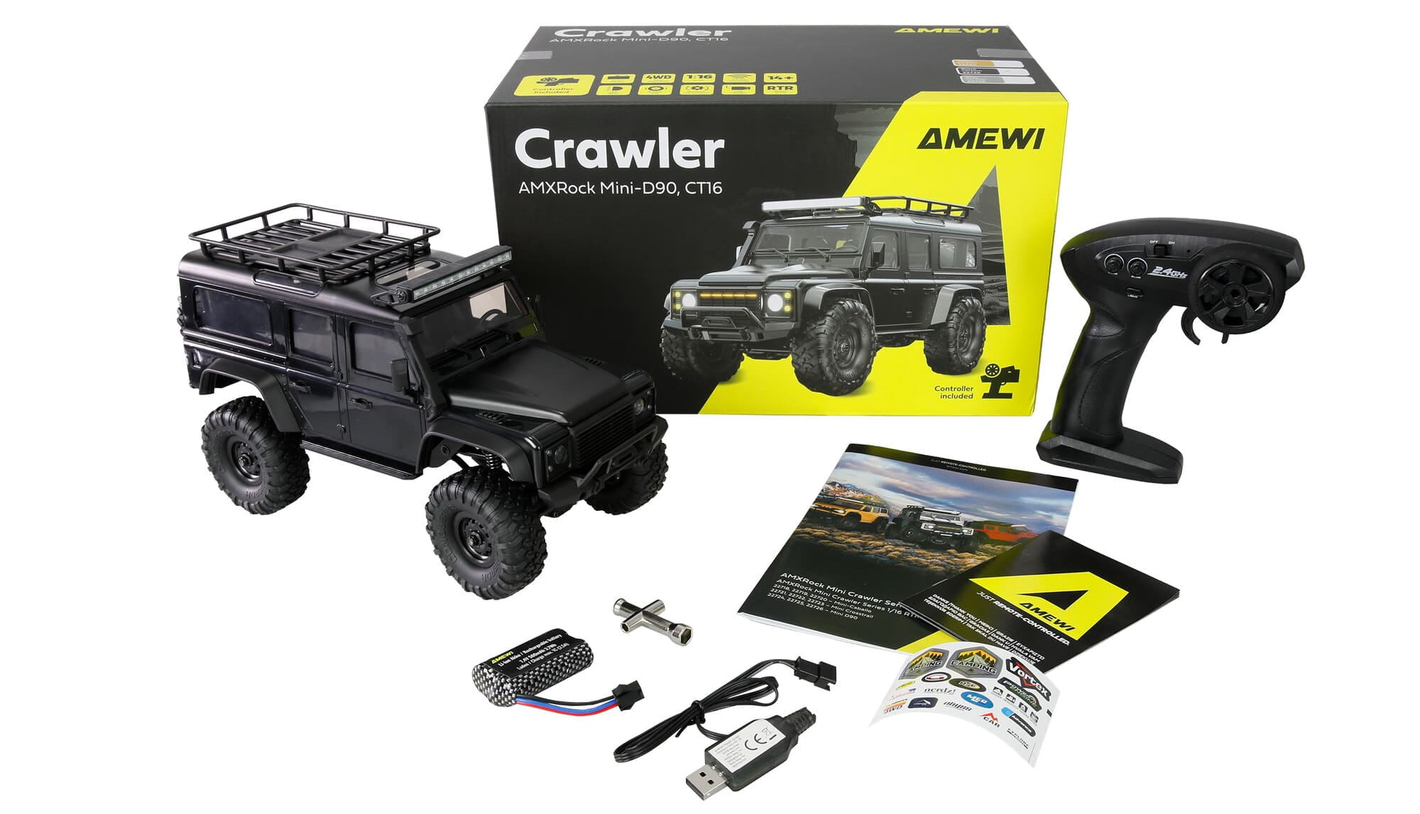 Amewi AMXRock Mini-D90 Crawler 1_16 RTR 4WD schwarz mit LED