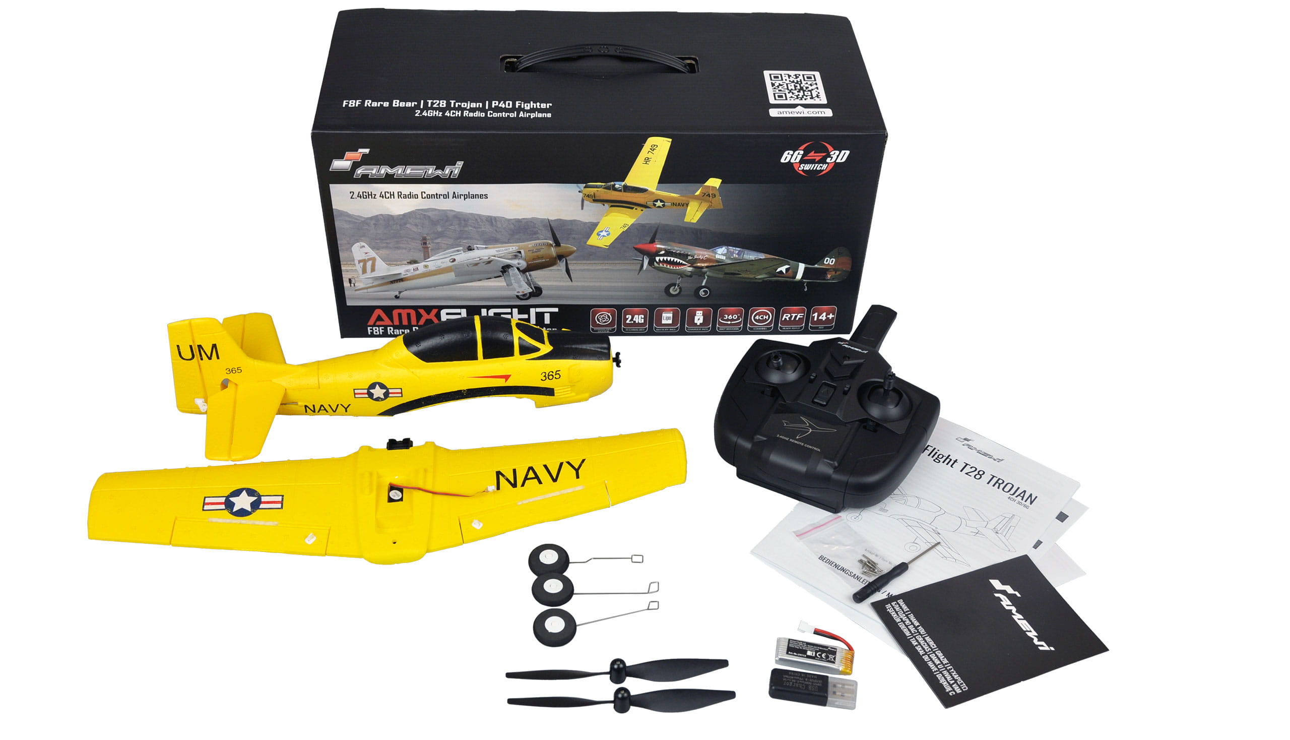Amewi RC Flugzeug AMXFlight T28 Trojan 4 Kanal 3D/6G, RTF