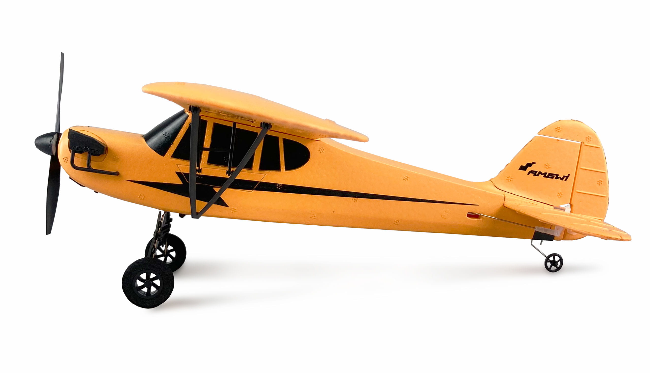 Amewi RC Flugzeug Piper J-3 Cup mit Gyro 3-Kanal BNF gelb