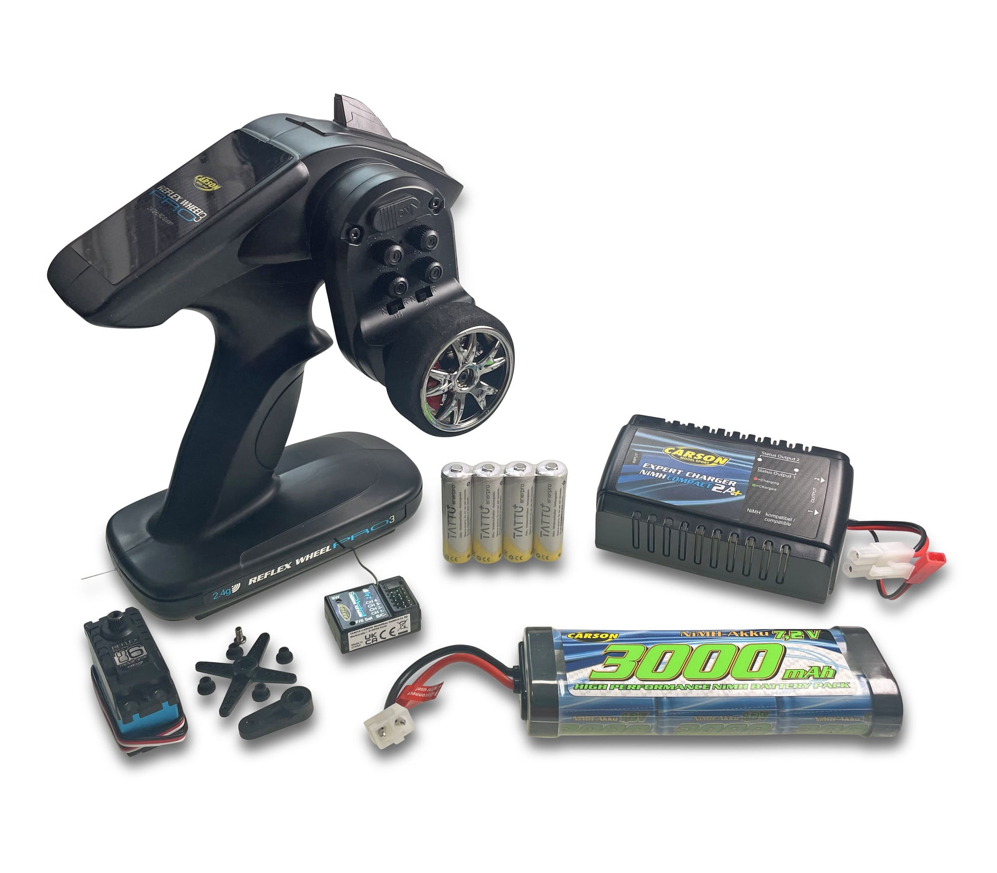 Carson Reflex Wheel PRO 3 RC Fernsteuerungsset mit Servo und Akku Carson Reflex Wheel PRO 3 Fernsteuerungsset mit Servo und Akku