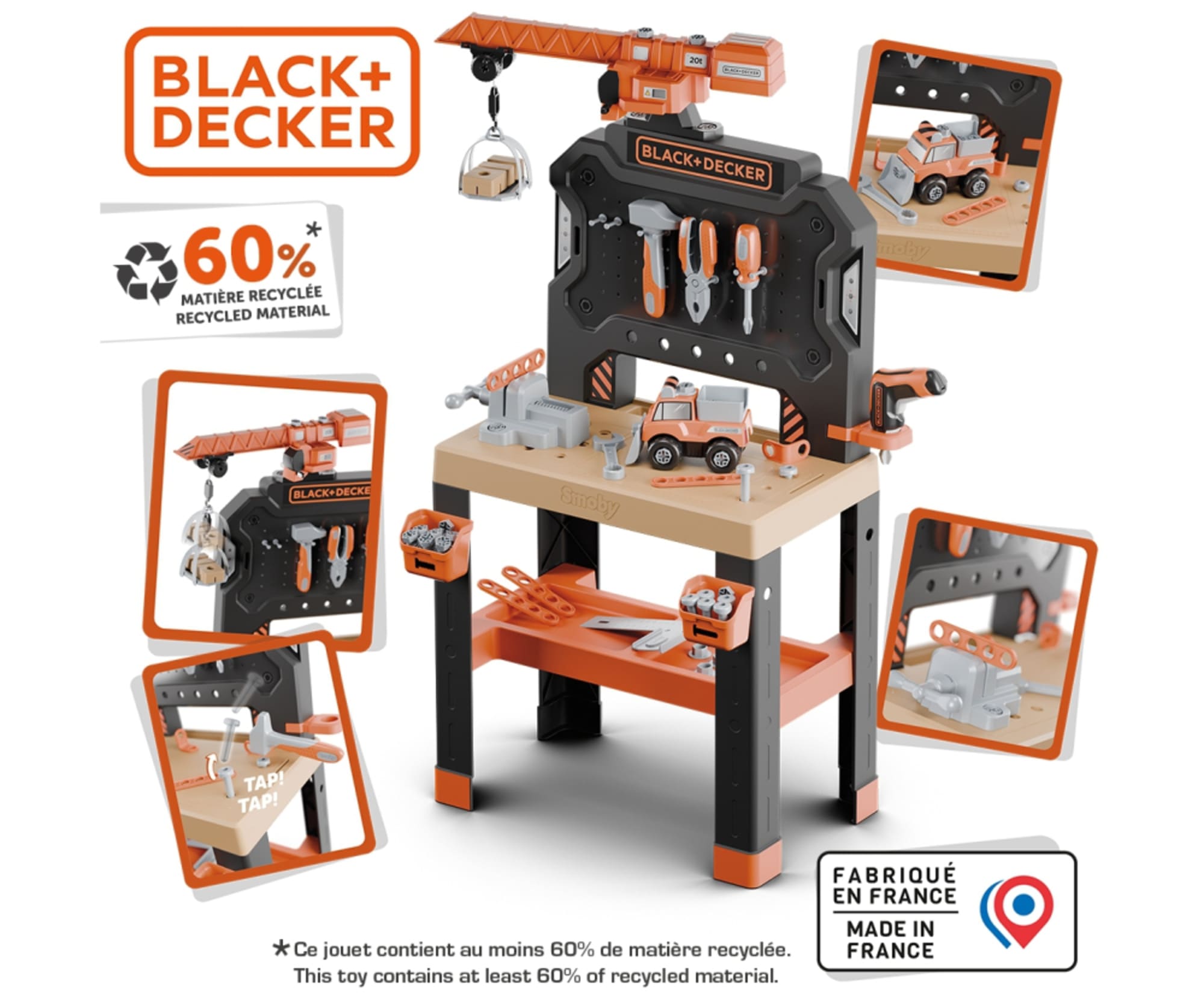 Smoby Black_Decker Werkbank mit Kran