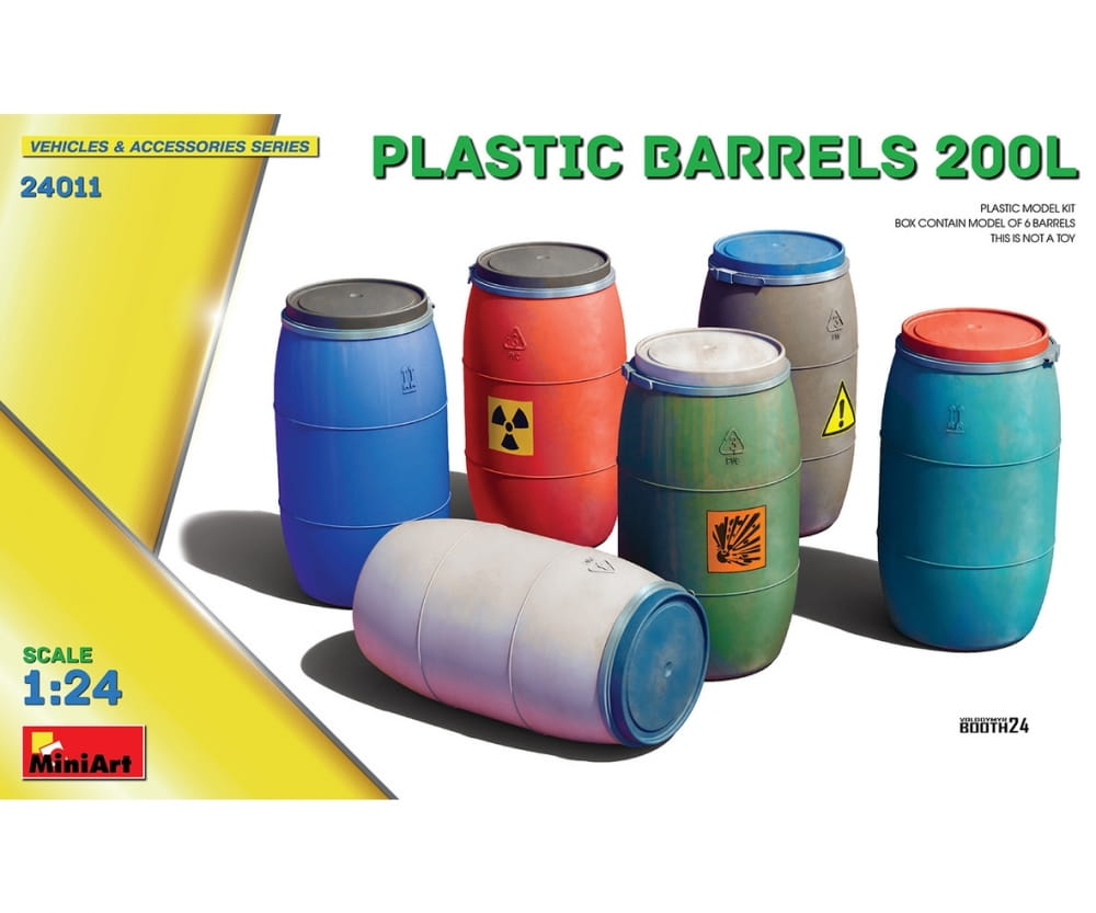 MiniArt 1_24 Gefahrgutfaesser 200L Plastik Modellbausatz - RC-Zubehoer