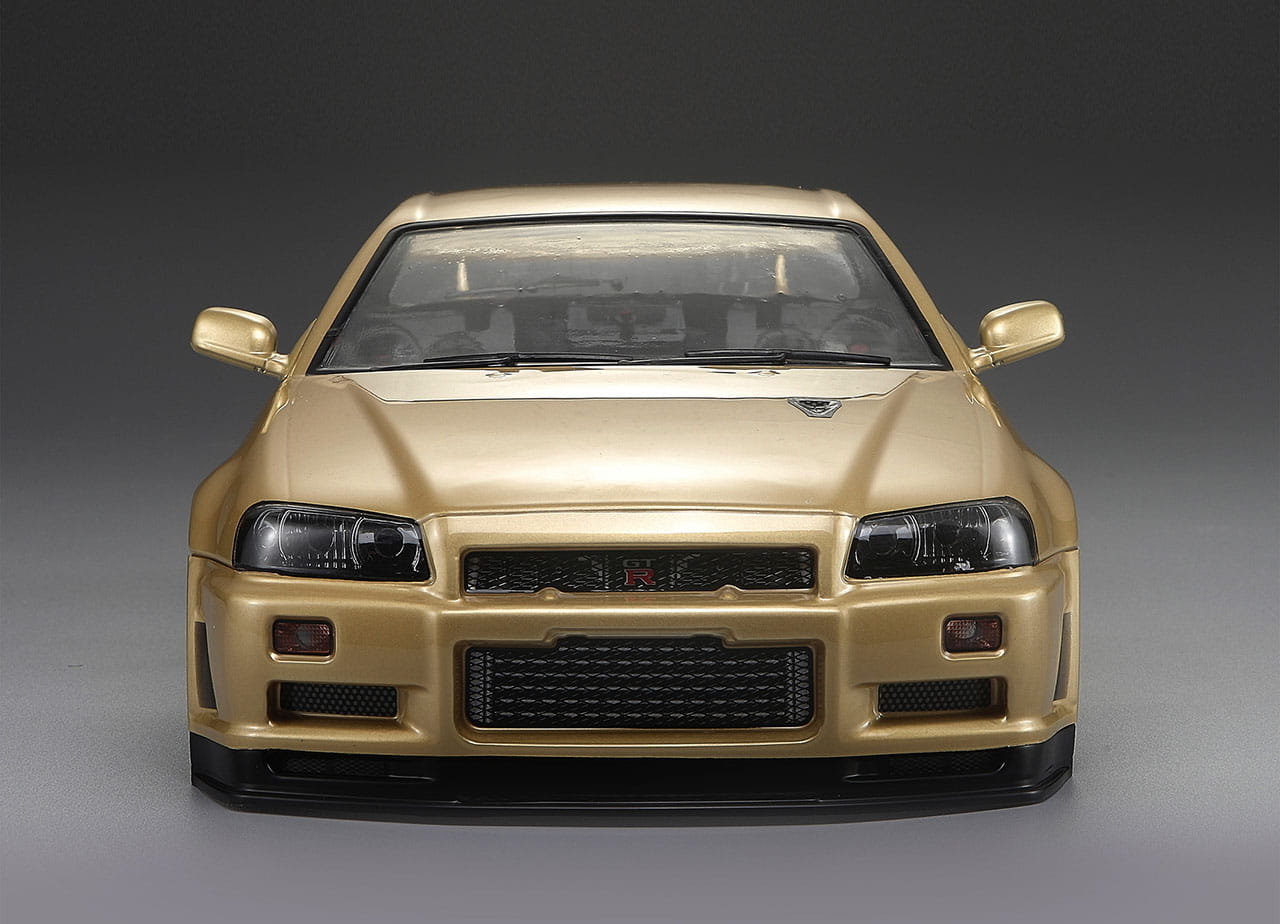 Killerbody Nissan Skyline R34 195mm Champagner Gold lackiert_ RTU all-i - RC-Zubehoer