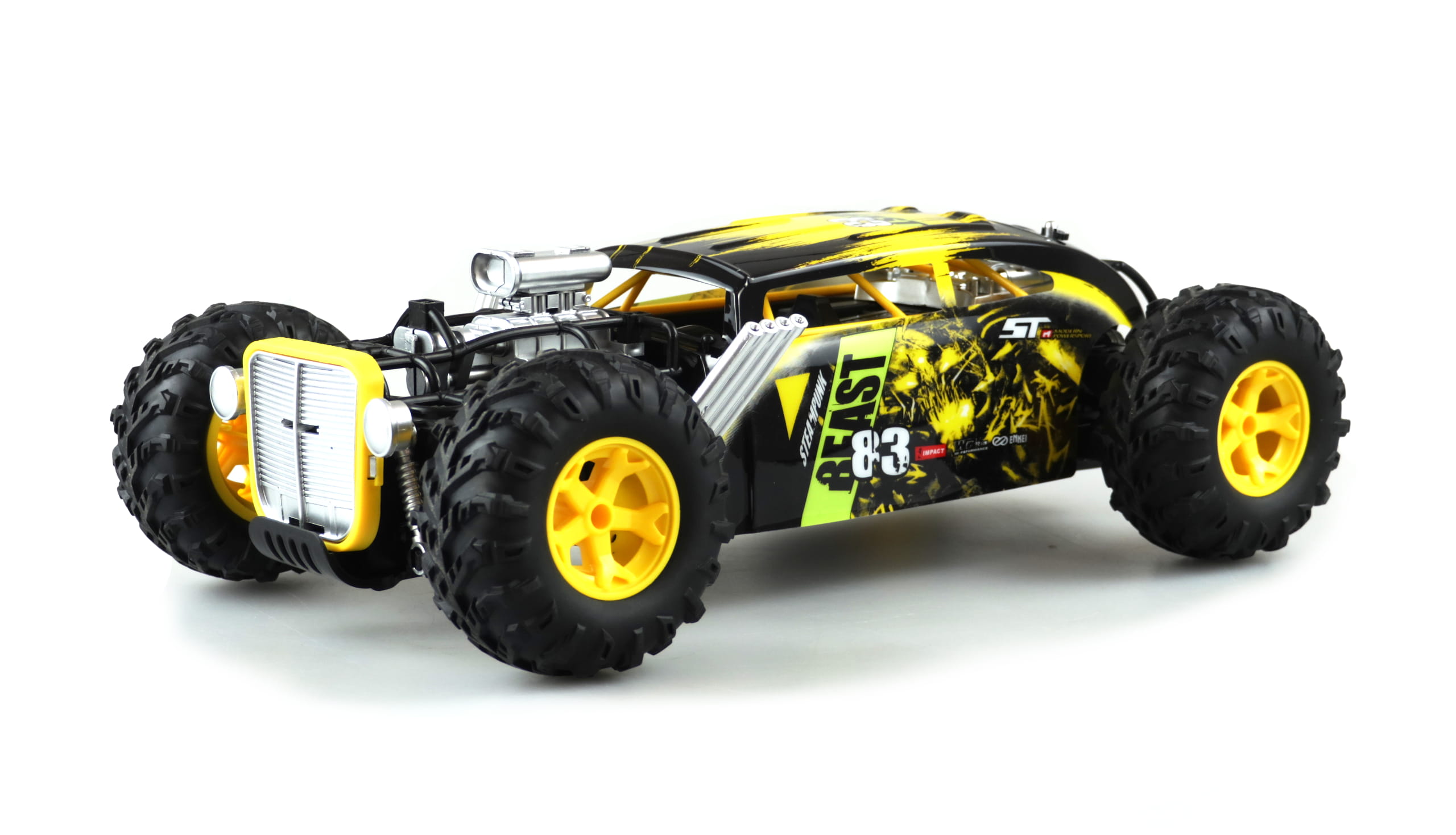 Amewi RC Auto Steampunk Hod Rod Dragster 1:12, RTR schwarz gelb