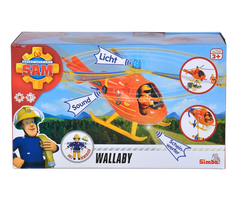 Simba Toys Feuerwehrmann Sam Hubschrauber Wallaby mit Figur