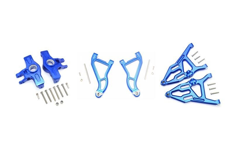 GPM Alu Aufhaengung komplett Set vorn blau fuer Traxxas UDR - RC-Zubehoer