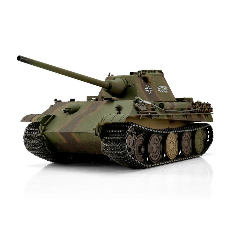 Torro Panther F RC Panzer 1_16 Pro IR Kanonen-Rauch Vollmetall Tarn Holzkiste