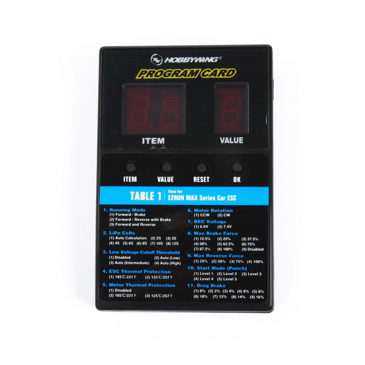 Hobbywing Programmierbox LED Universal Xerun, Ezrun, Seaking Platinum Hobbywing Programmierbox LED Universal Xerun, Ezrun, Seaking Platinum