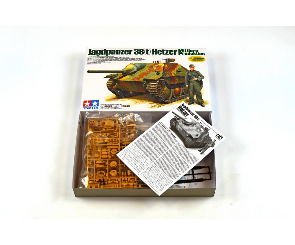 Tamiya WWII Deutscher Panzer 38t Jagdpanzer Hetzer 1:35 Plastik Modellbau Militär Bausatz