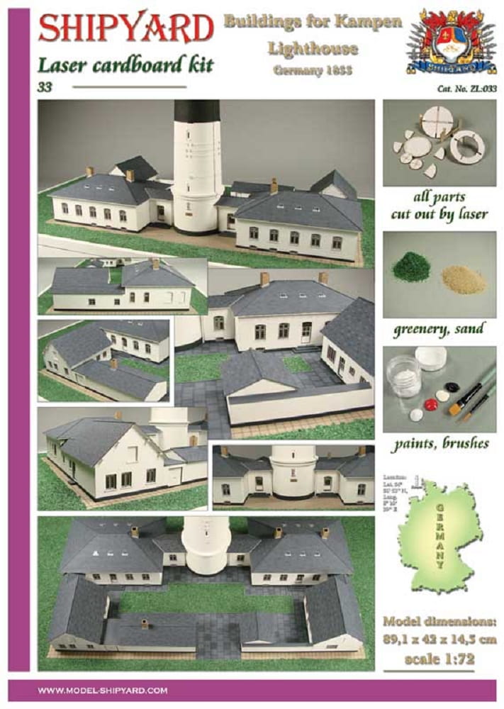 Shipyard Gebäude für Leuchtturm Deutschland Sylt Kampen 1:72 Laser Kartonbausatz Shipyard Gebäude für Leuchtturm Deutschland Sylt Kampen 1:72 Laser Kartonbausatz