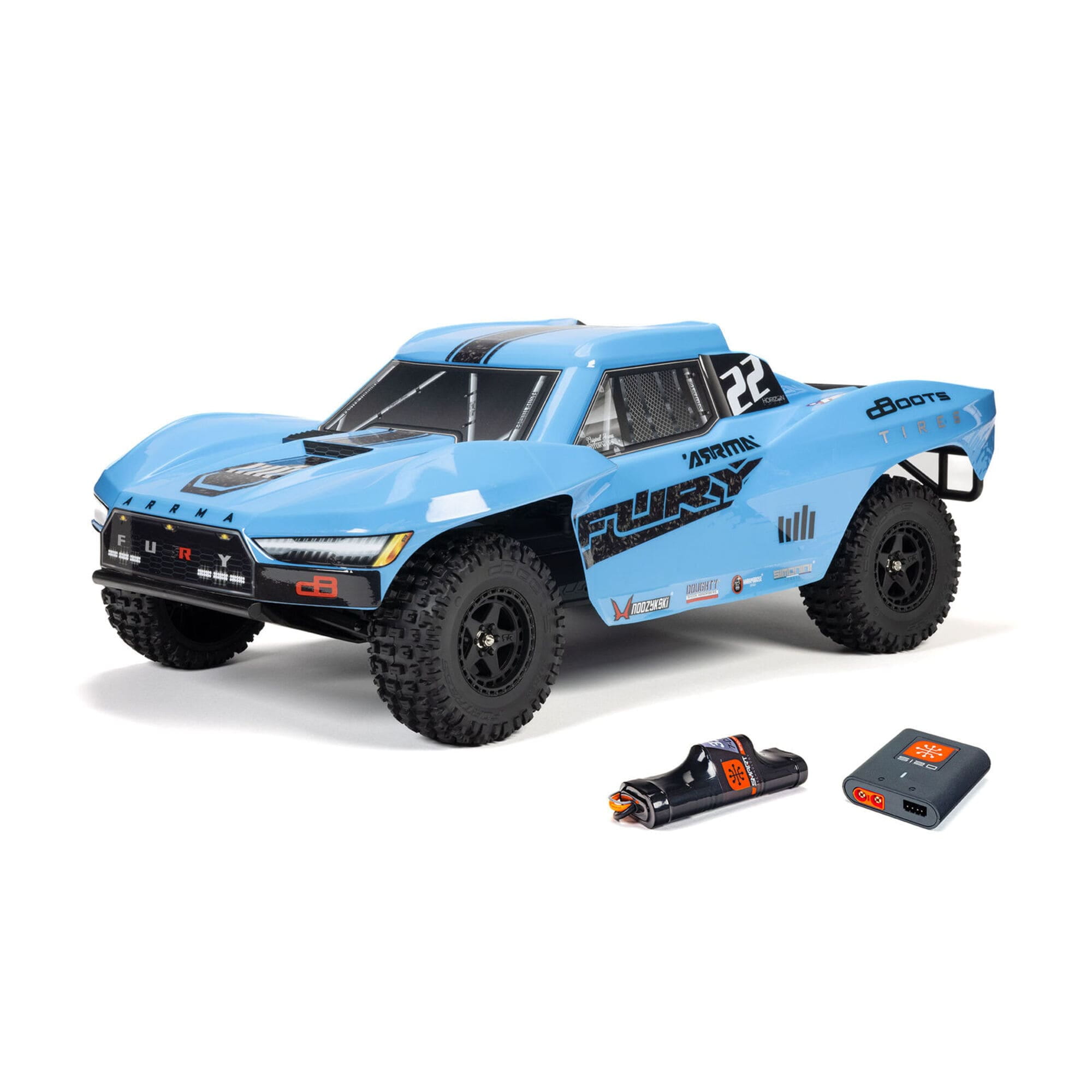 Arrma Fury Mega 550 Blau RTR 1:10 Akku, Lader