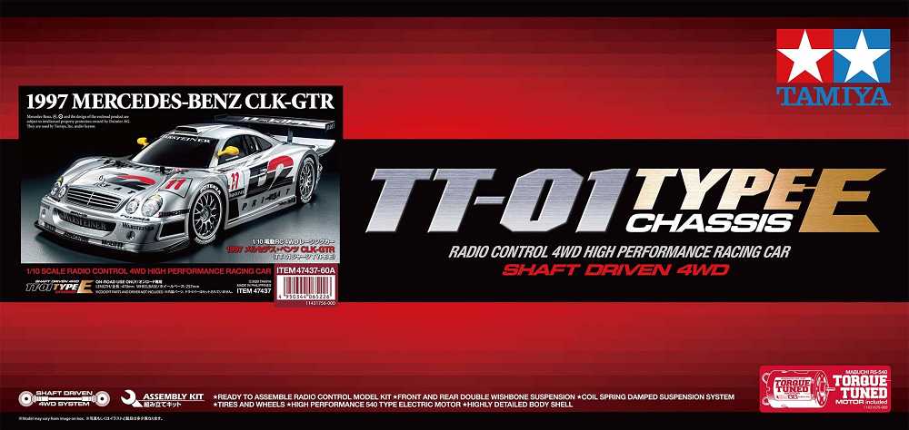 Tamiya 1:10 RC Car Mercedes Benz CLK-GTR 1997 TT-01E Bausatz Komplett Set