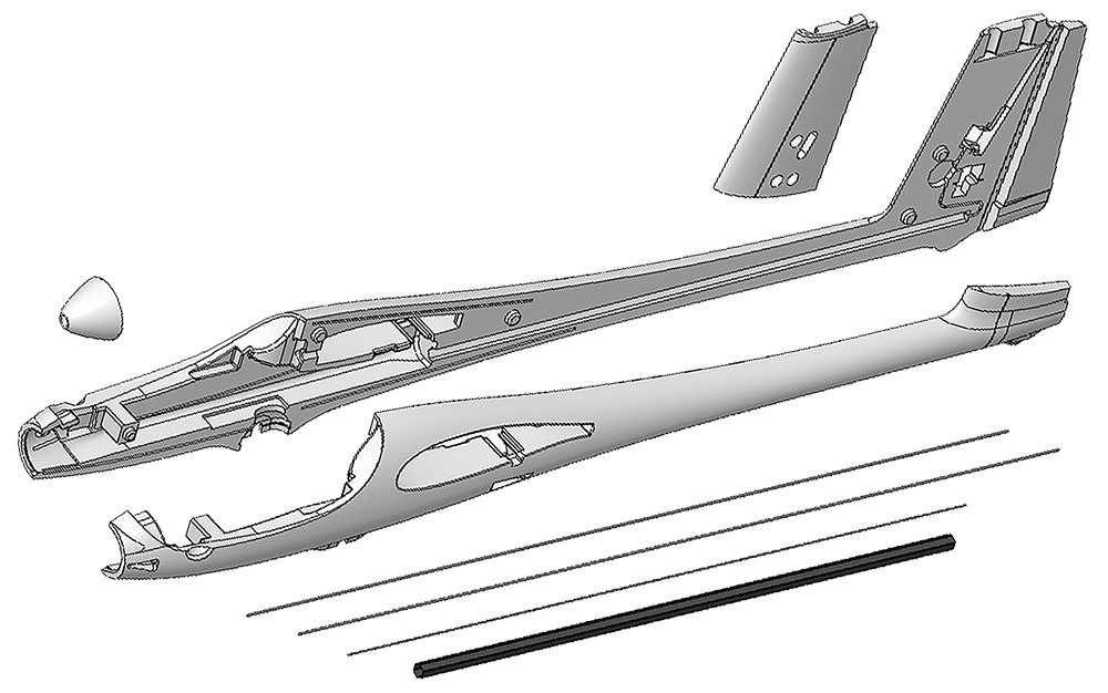 Multiplex Rumpfhaelften_ Gurte und 6-kt.Rohr Solius - RC-Zubehoer