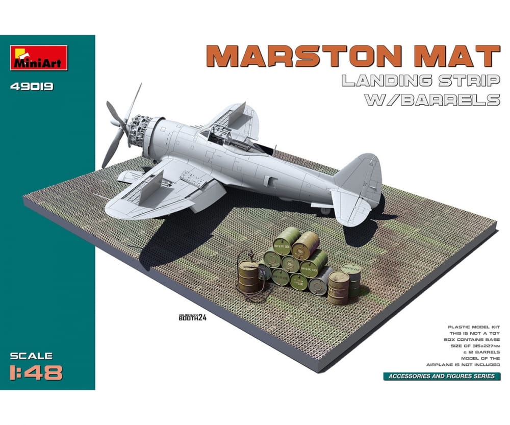 miniart-1-48-marston-mat-landeplatz-m-oelfaessern-plastik-modellbausatz