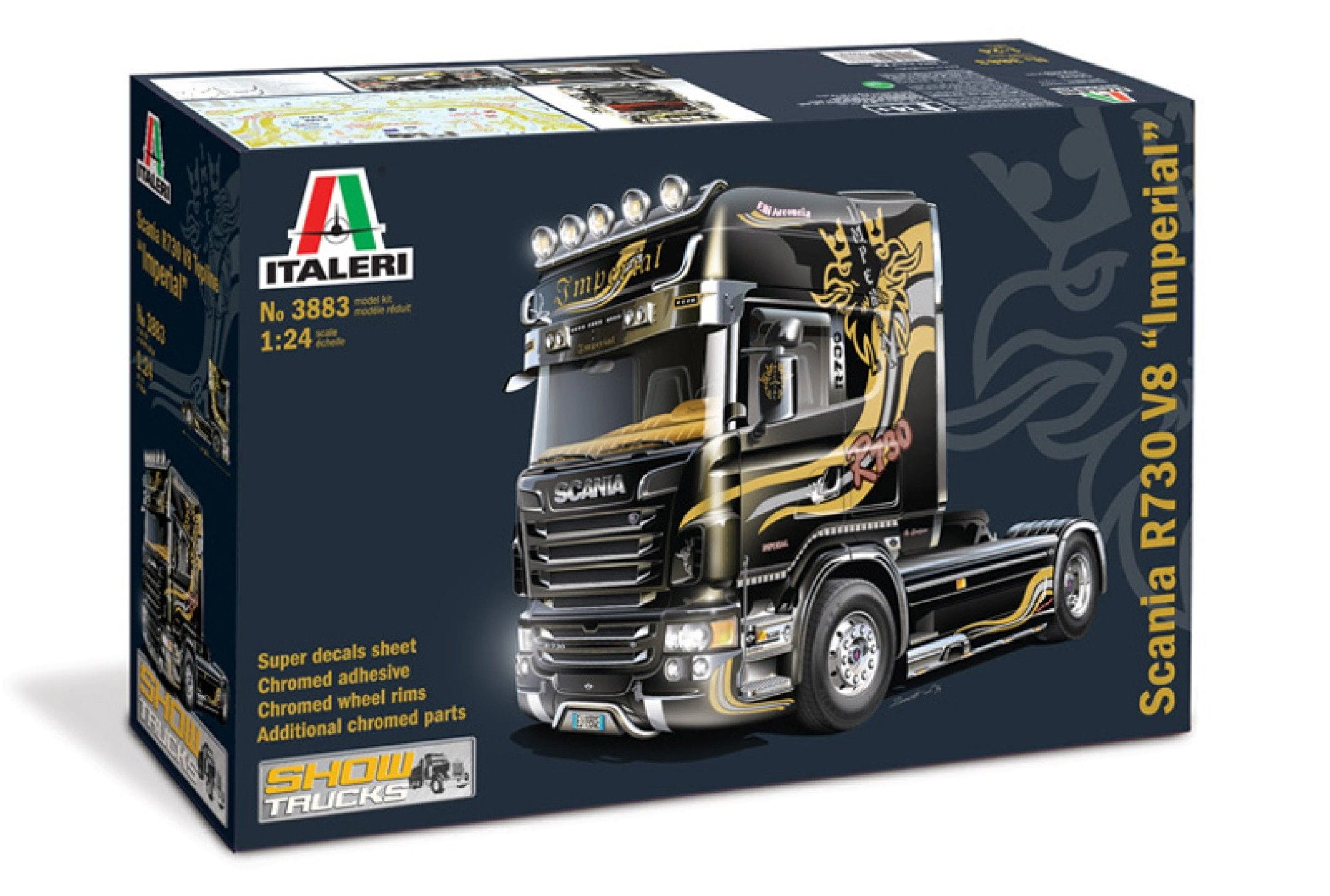 Italeri 1_24 Scania R730 V8 Topline Imperial Modellbausatz mit Dekor