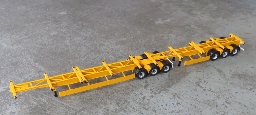 JXModel 1:14 B-Doppel-Trailer Road-Train gelb für Container 40ft
