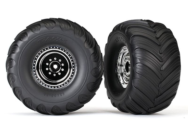 Traxxas Tires _ wheels_ assembled_ glued _chrome wheels_ Terra Groov - RC-Zubehoer