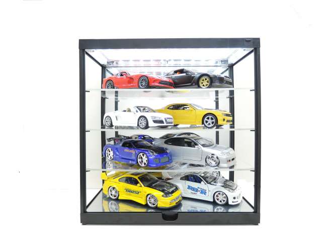 Triple9 LED Vitrine fuer Modellautos Massstab 1_24 bis 1_18 in Schwarz