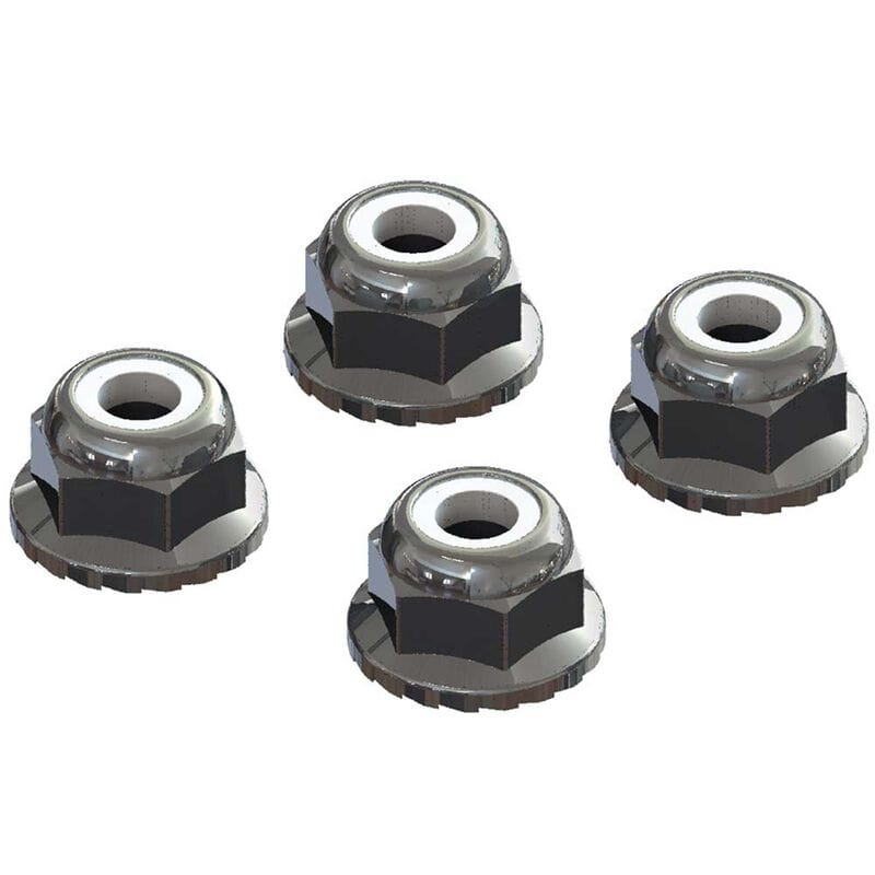 Arrma AR708008 Flanged Nyloc Locknut 4mm Silver _4_ - RC-Zubehoer
