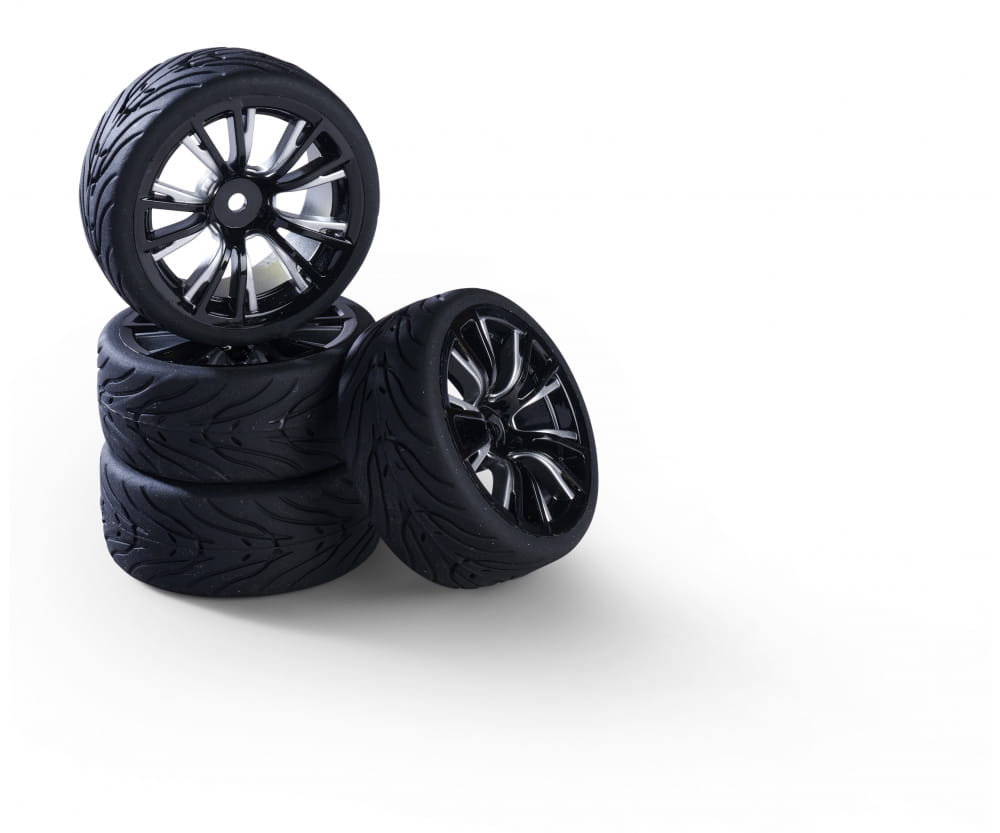 Carson Reifen mit Felgen 1:10 Räderset M-Design (4) silber/schwarz Carson Reifen mit Felgen 1_10 Raederset M-Design _4_ silber_schwarz - RC-Zubehoer