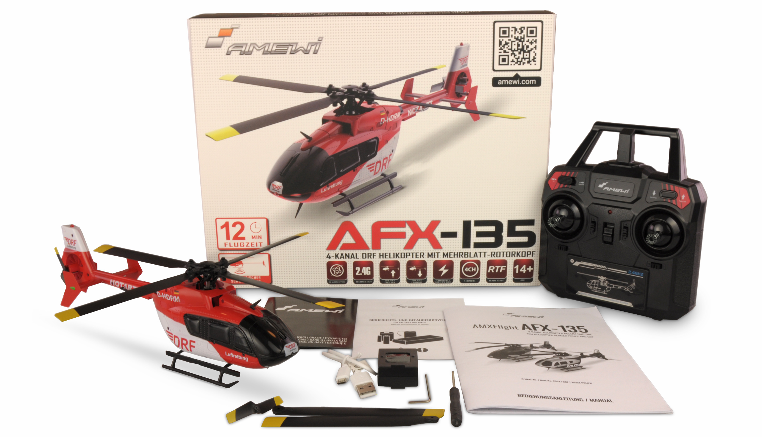 Amewi AFX-135 DRF Helikopter im Luftrettungsdesign mit LED