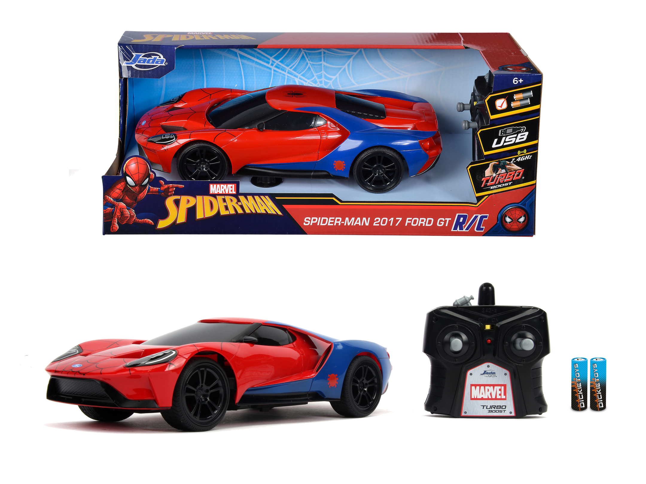 Jada Marvel RC Auto Spiderman 2017 Ford GT 1_16 Modellauto - RC-Zubehoer