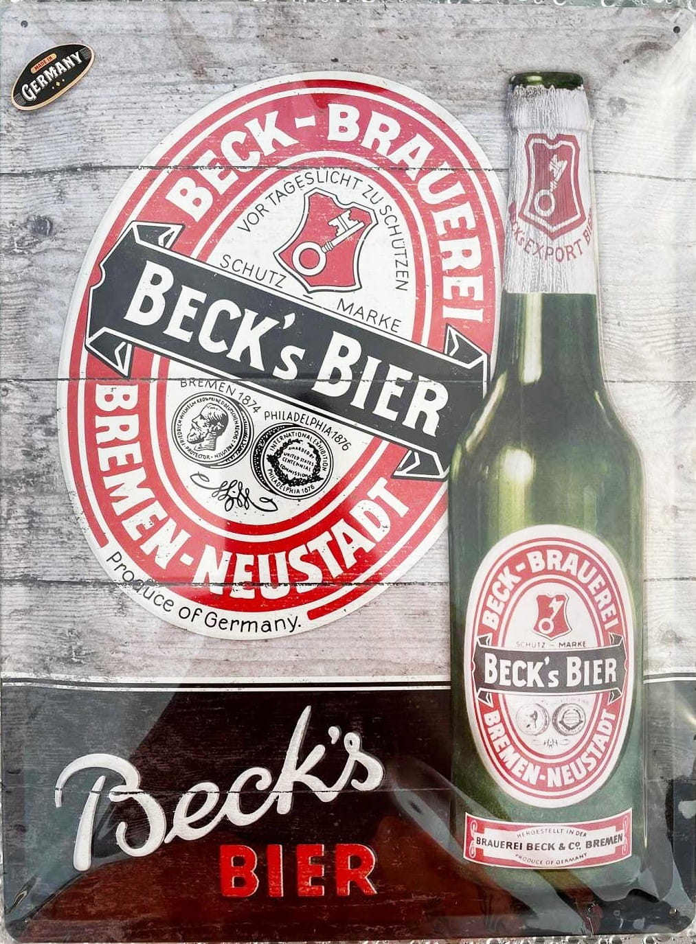 Tac Sings Beck´s Bier 3D Metal Blechschild 30x40 cm