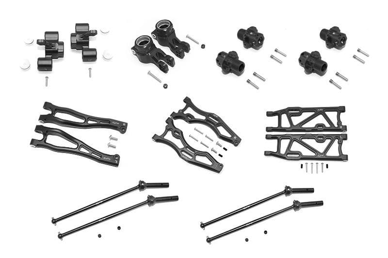 GPM Alu Aufhaengungs-Set mit CVD_ Hex 13mm v_h schwarz fuer ARRMA Kraton_ Outcast_ Notorius 6s - RC-Zu