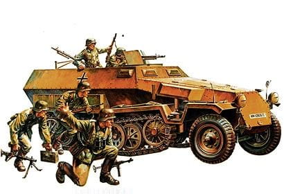 Tamiya WWII Sdkfz.251/1 Halbkettenfahrzeug Hanomag 1:35 Plastik Modellbau Militär Bausatz