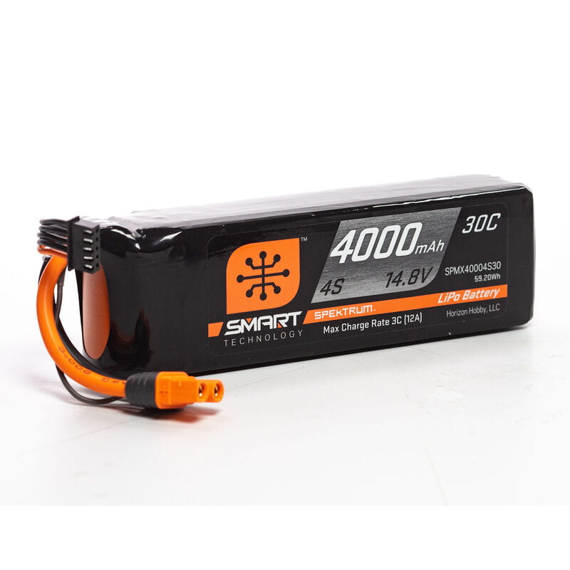 Spektrum Lipo Akku 4000mAh 4S 14.8V Smart 30C IC3 Spektrum Lipo Akku 4000mAh 4S 14.8V Smart 30C IC3 - RC-Zubehoer