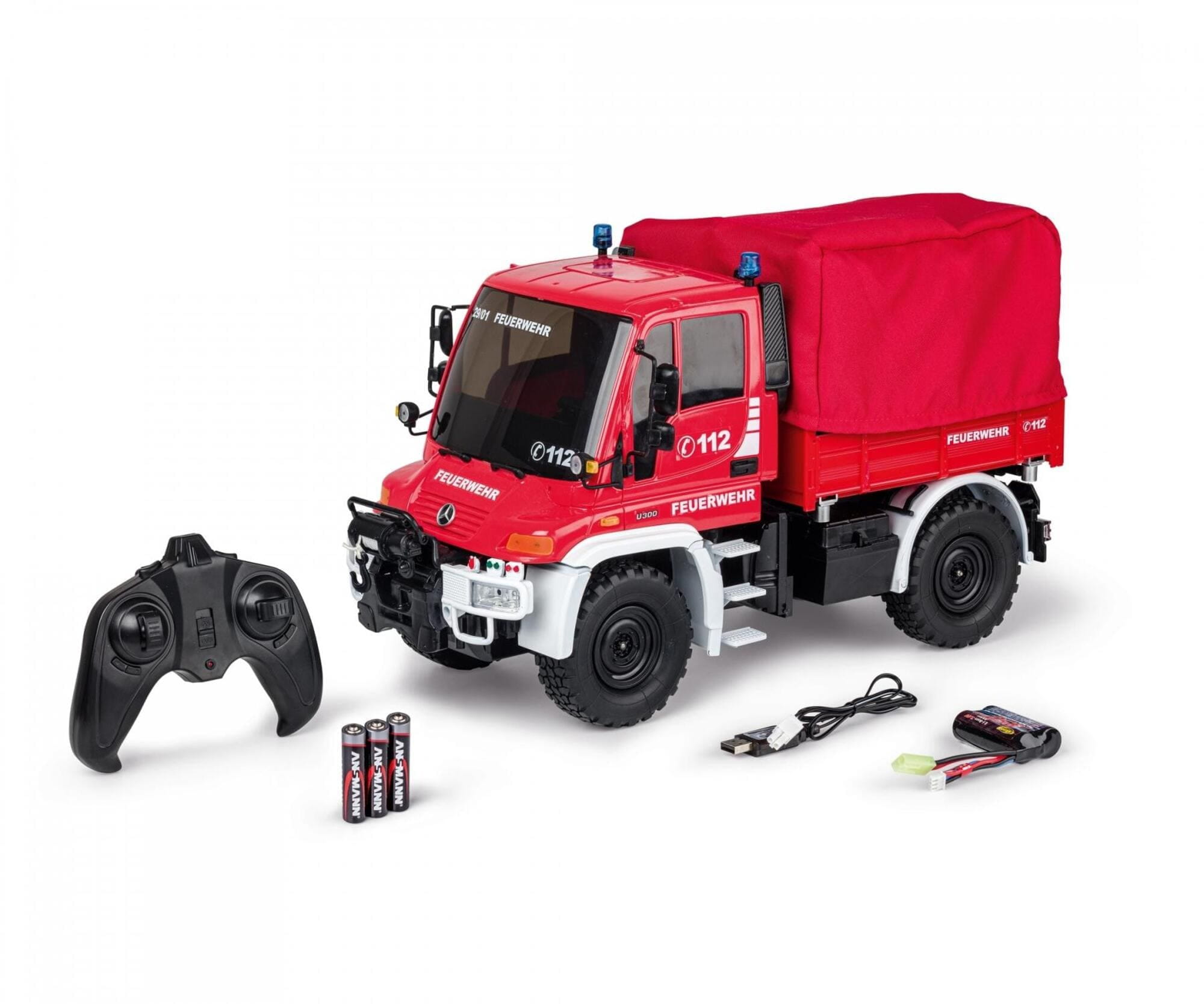Carson MB Unimog U300 Feuerwehr 1_12 RC Truck RTR mit Licht und Sound