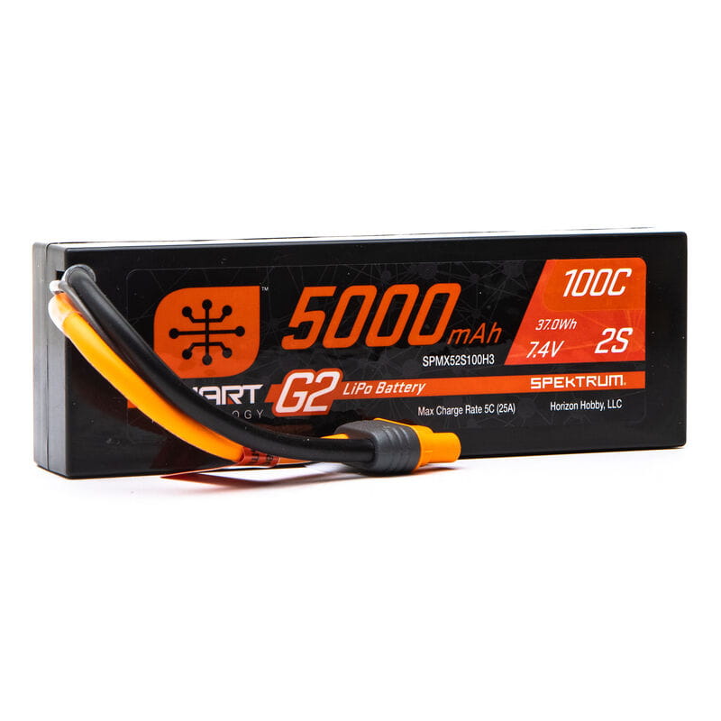 Spektrum Lipo Akku 5000mAh 2S 7,4V Smart G2 100C IC3 Spektrum Lipo Akku 5000mAh 2S 7,4V Smart G2 100C IC3