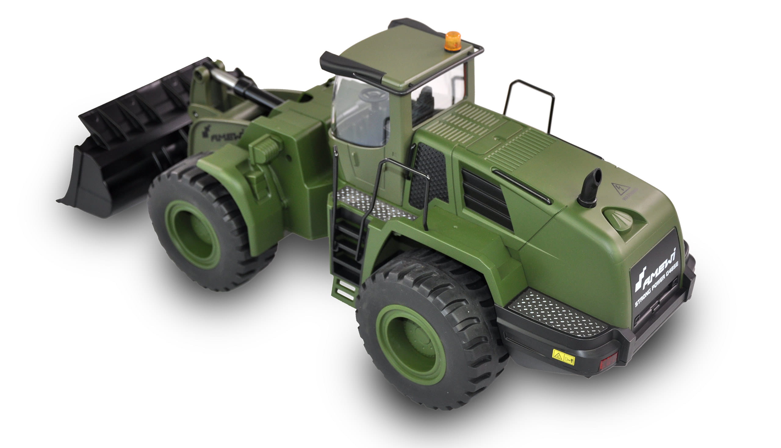 Amewi RC Radlader G485E ME Militär 1:14, Teilmetall, 10-Kanal Bagger RTR