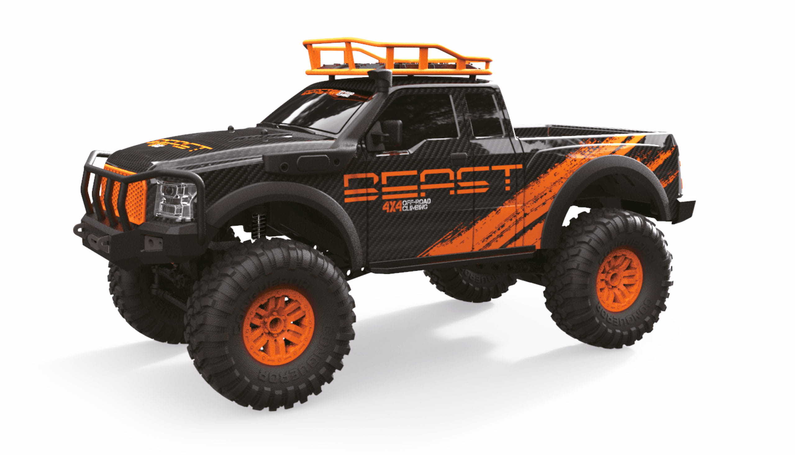 Amewi RC Dirt Climbing Beast Pick-Up Crawler 4WD 1:10 RTR, schwarz-orange
