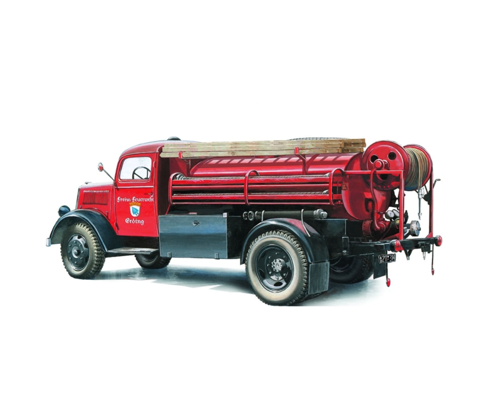 Italeri 1_24 Opel Blitz Feuerwehr Plastik Modellbausatz - RC-Zubehoer