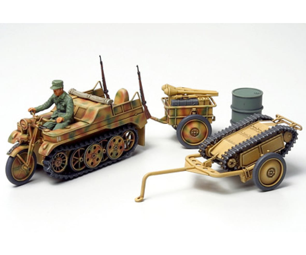 Tamiya WWII Deutsches Kettenkrad mit Goliath 1:48 Plastik Modellbau Militär Bausatz