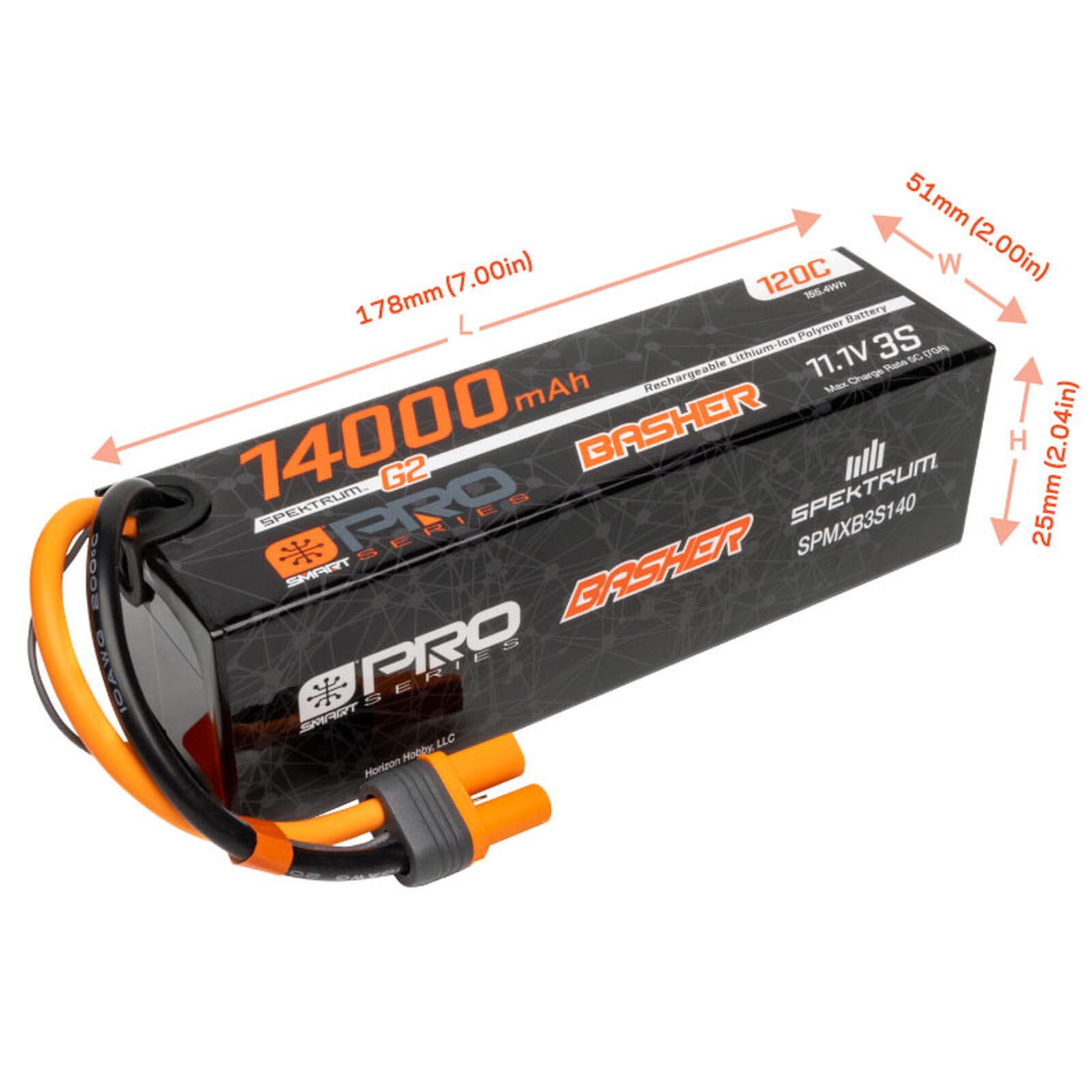 Spektrum Lipo Akku 11,1V 14000mAh 3S Smart Pro Basher 120C IC5