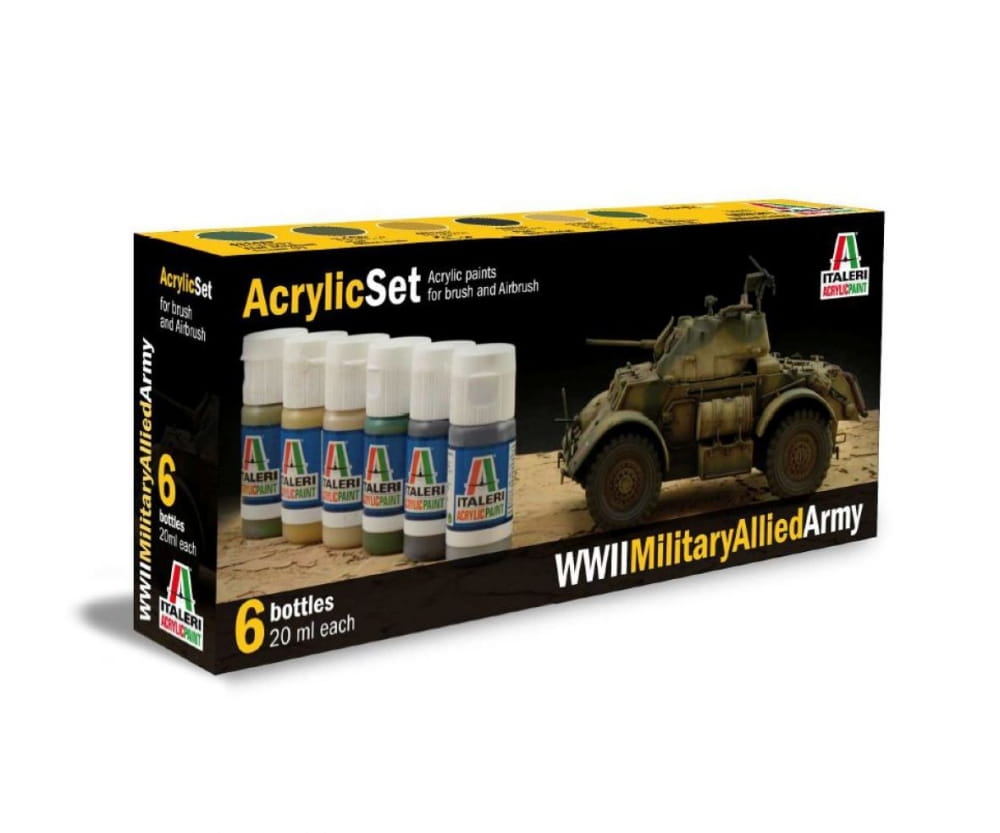 Italeri Acryl Farbe Set WWII Military Allied Army 6x20ml