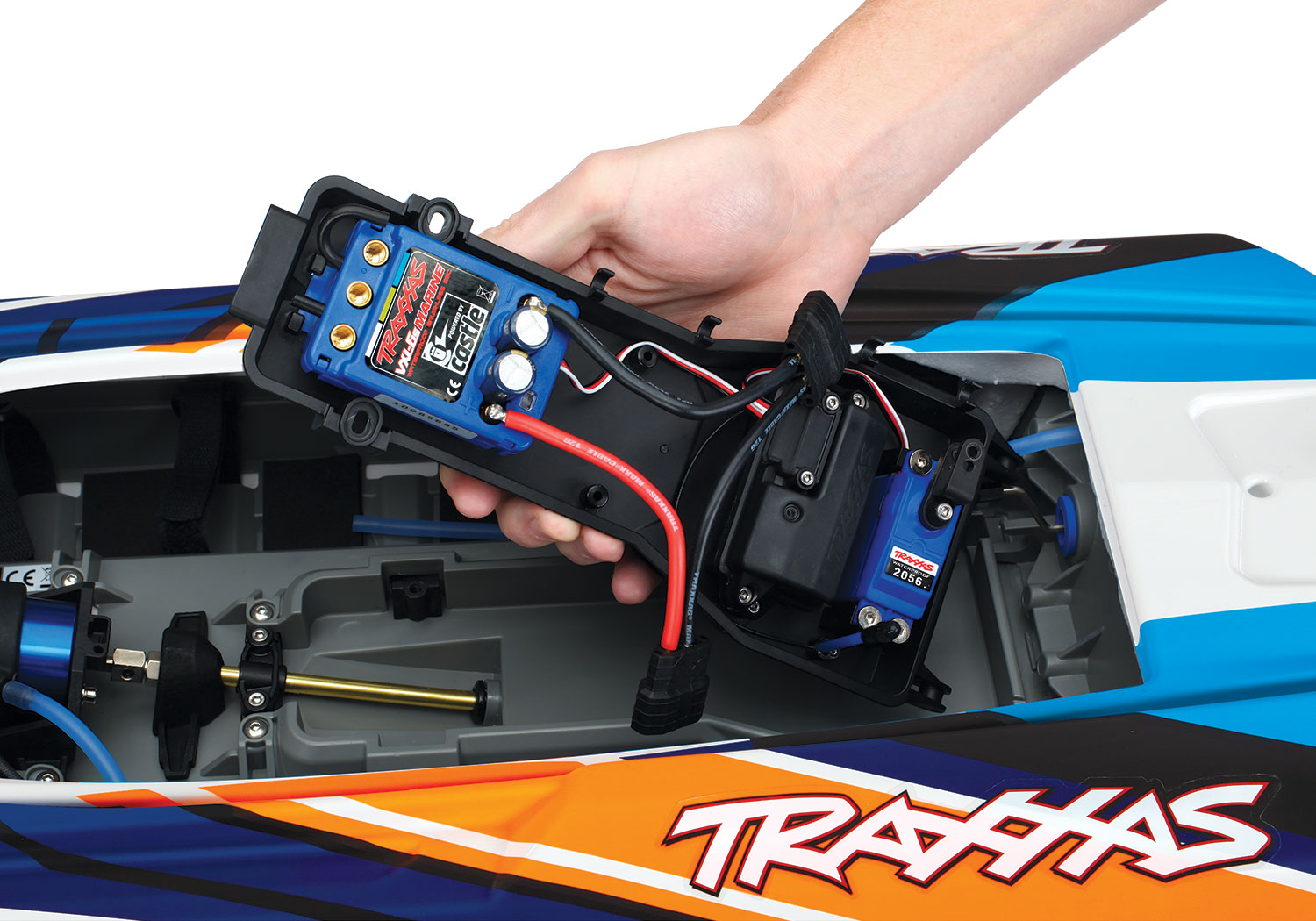 Traxxas DCB M41 40_ RC Boot Brushless Catamaran Gruen Blau