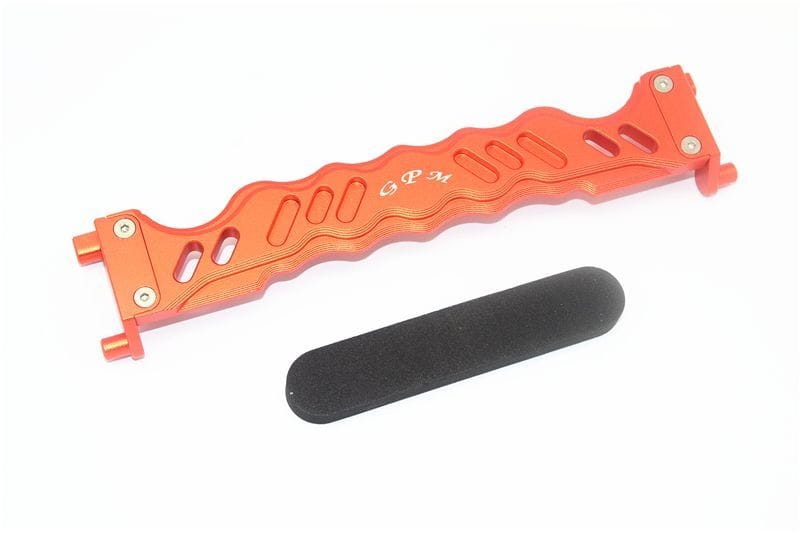 GPM Alu Akkuhalter orange fuer Traxxas MAXX - RC-Zubehoer