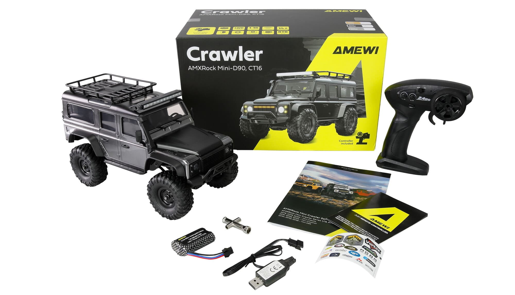 Amewi AMXRock Mini-D90 Crawler 1_16 RTR 4WD grau mit LED