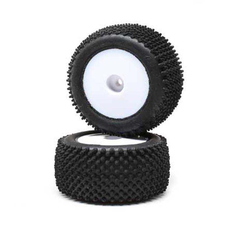 Losi Pin Tires_ Rear_ Mounted_ White _2_ Mini-T 2.0 - RC-Zubehoer